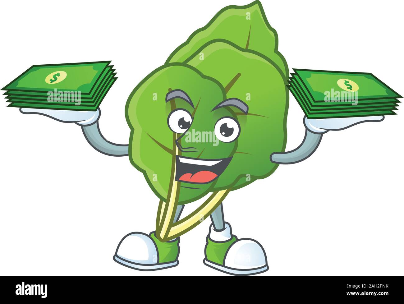 Happy face collard greens character with money on hand Stock Vector Image & Art Alamy