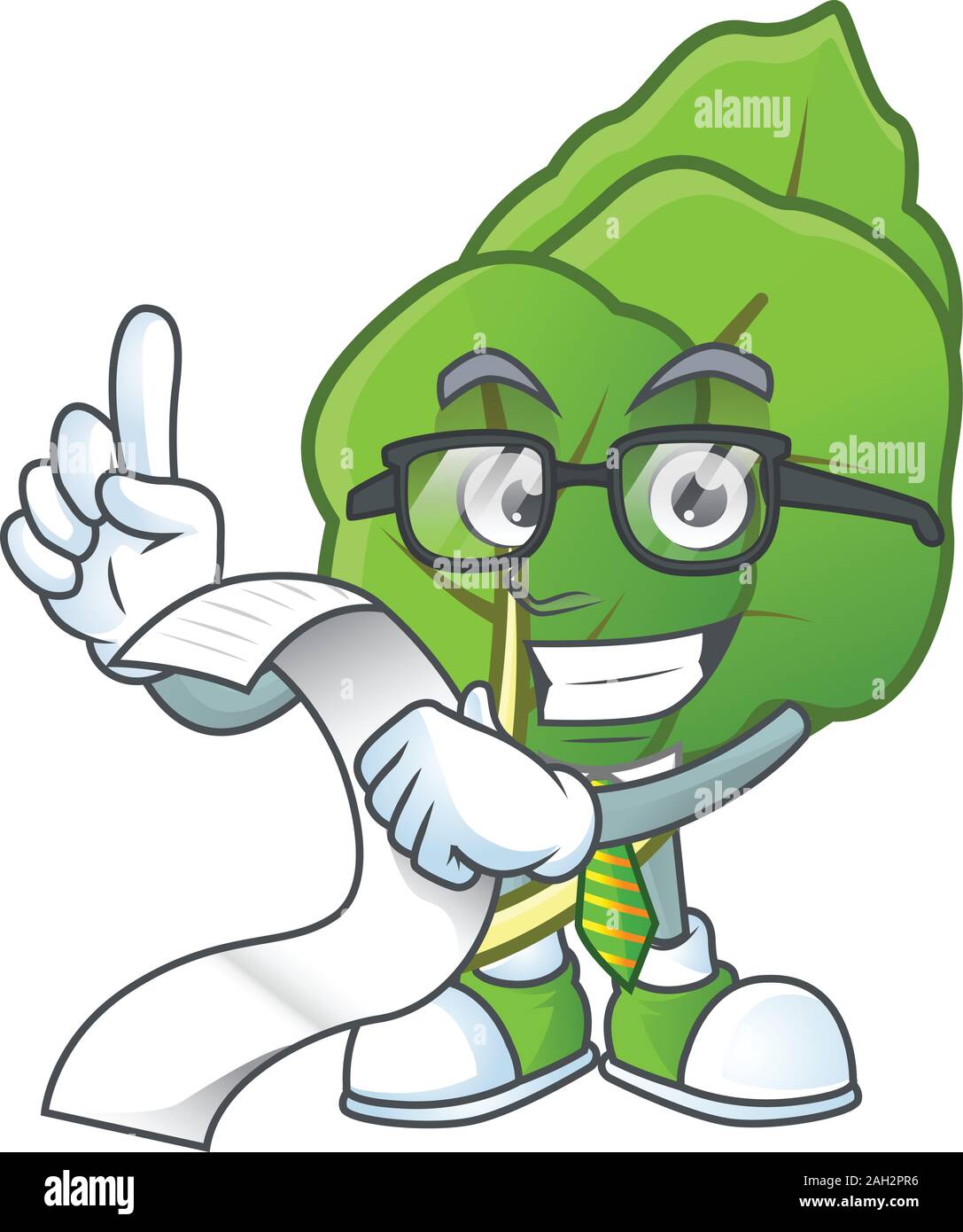 Funny face collard greens cartoon with menu ready to serve Stock Vector