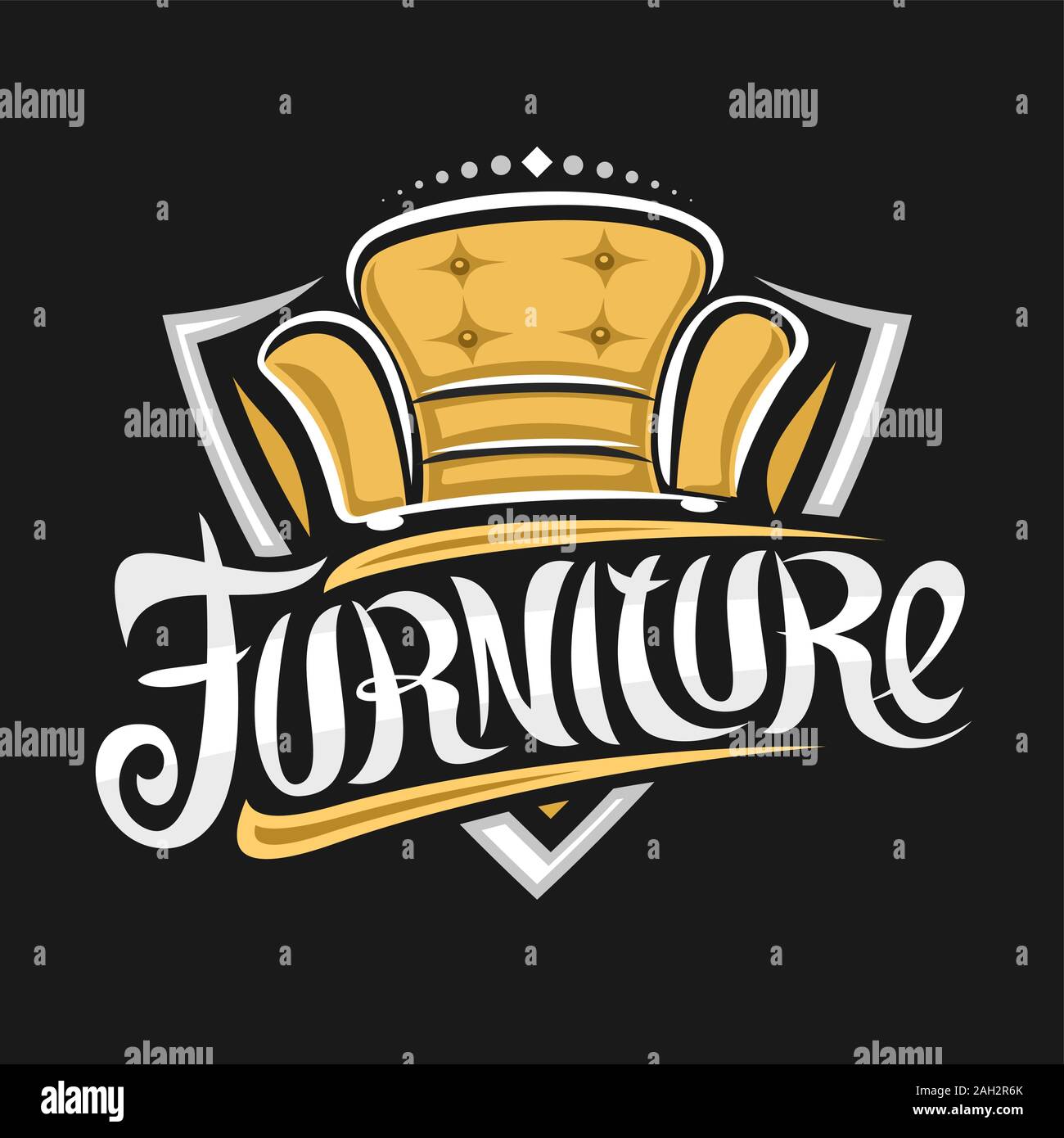 Vector logo for Furniture, decorative sign board with illustration of