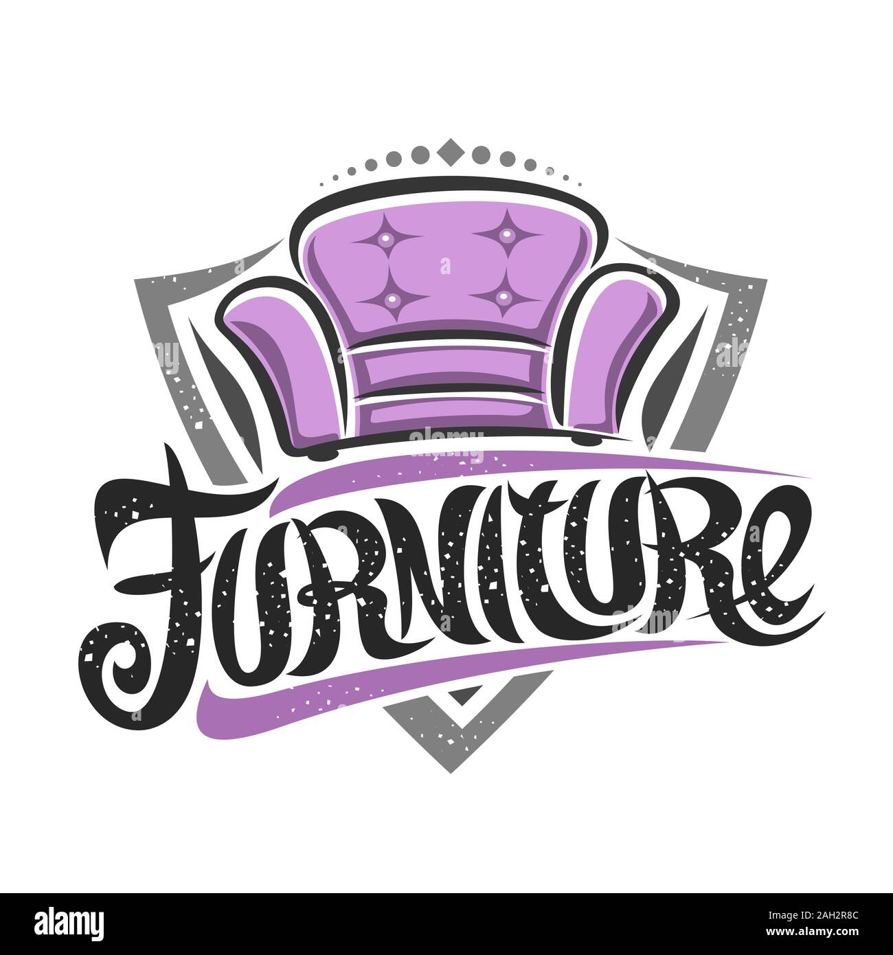 Vector logo for Furniture, decorative sign board with illustration of
