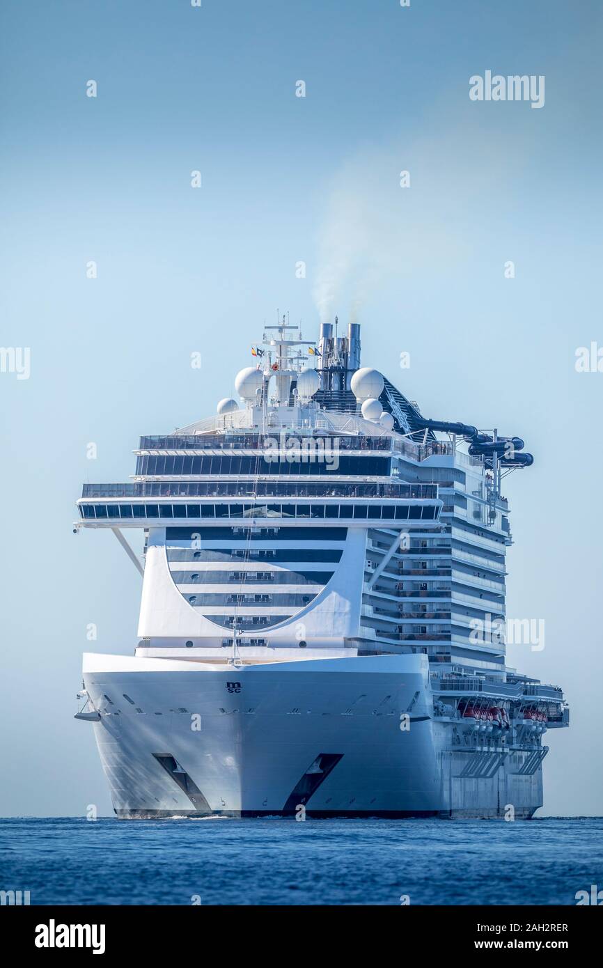 vertical view of a large cruise ship Palma Mallorca, Spain October, 4 2019 Stock Photo