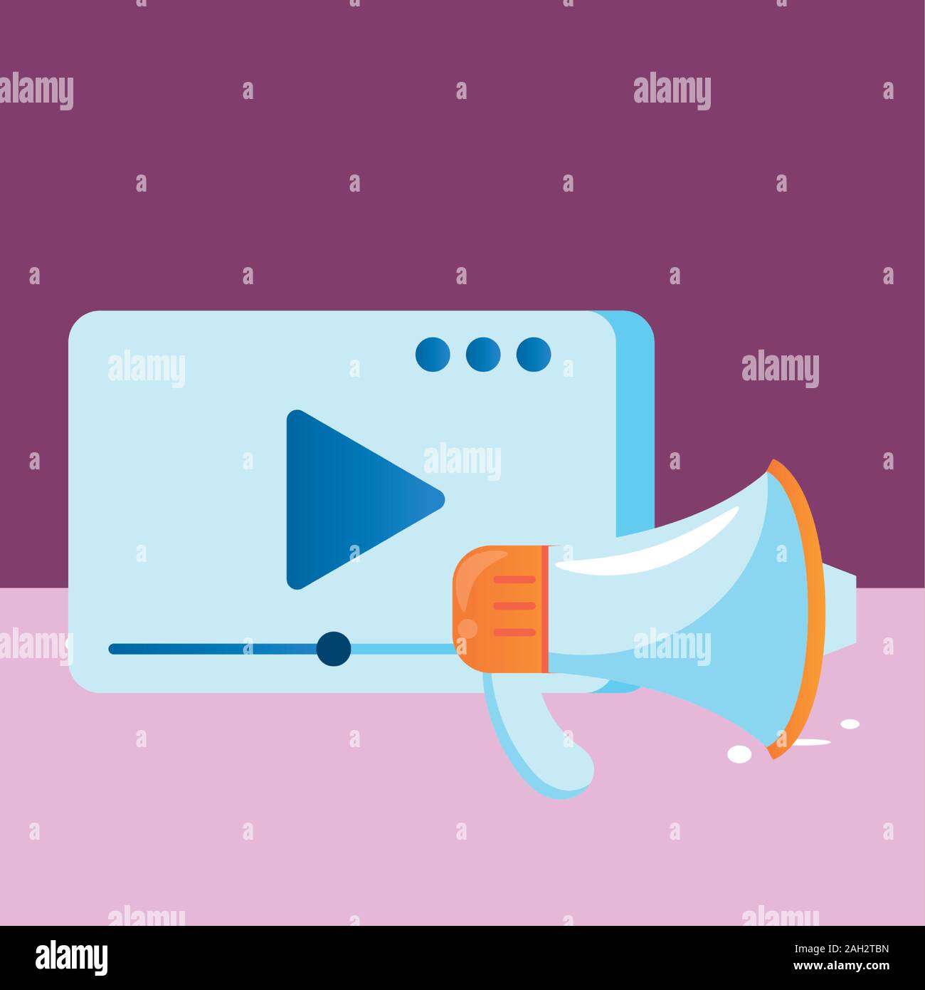 media player template with play button and megaphone Stock Vector Image ...