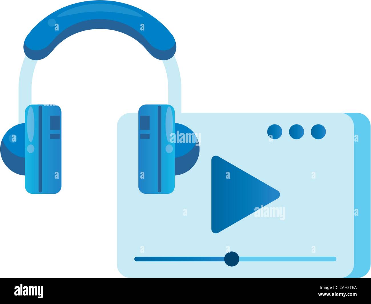 media player template with play button and earphones Stock Vector Image ...