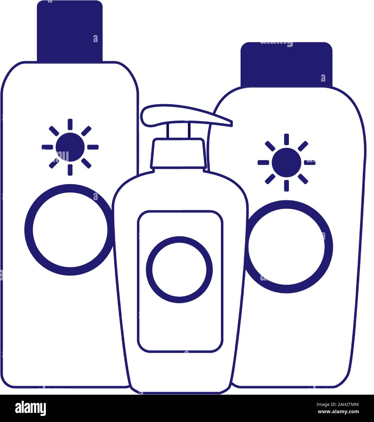 sunscreens bottles icon, flat design Stock Vector