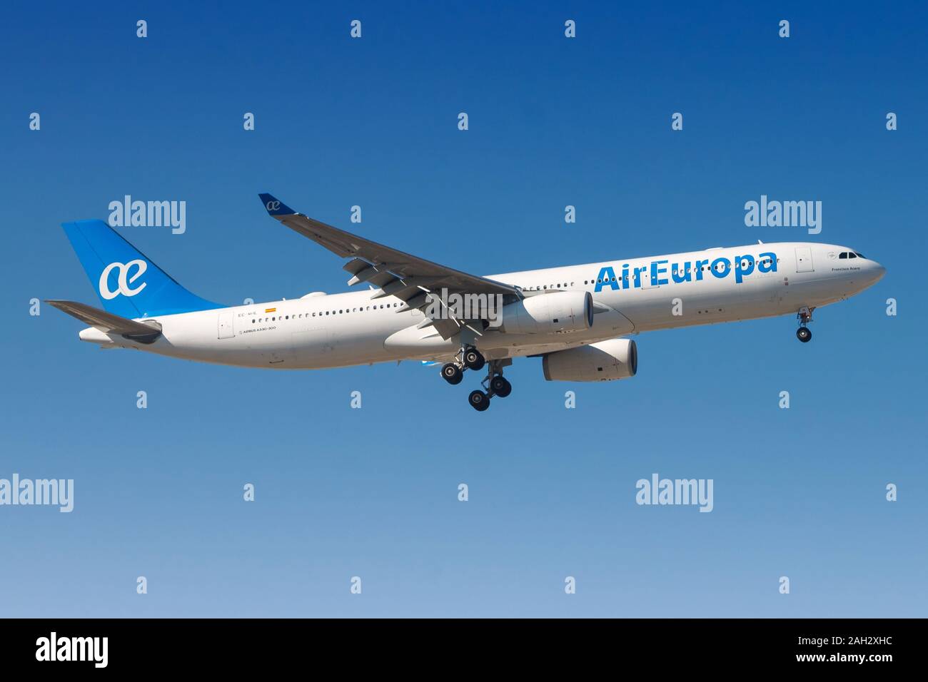 Madrid, Spain - April 10, 2017: Air Europa Airbus A330 airplane at Madrid airport (MAD) in Spain. Airbus is an aircraft manufacturer from Toulouse, Fr Stock Photo