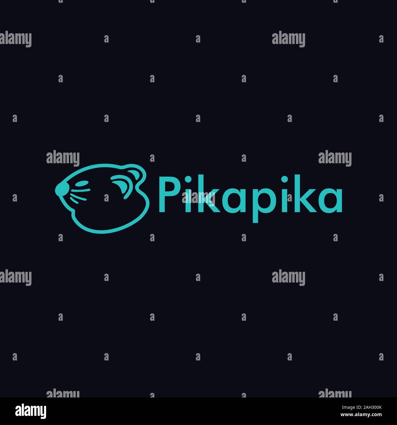 Pika pika Logo Desing Template, Animal Logo Concept, Tosca Blue, Simple & Clean Stock Vector