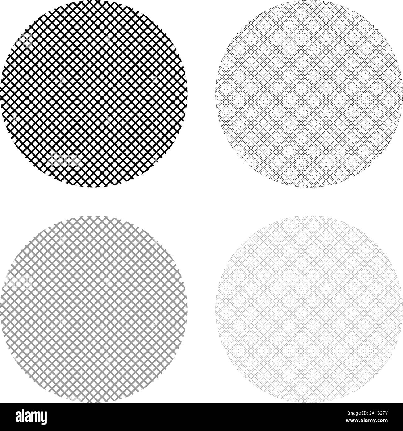 Round filter material icon outline set black grey color vector