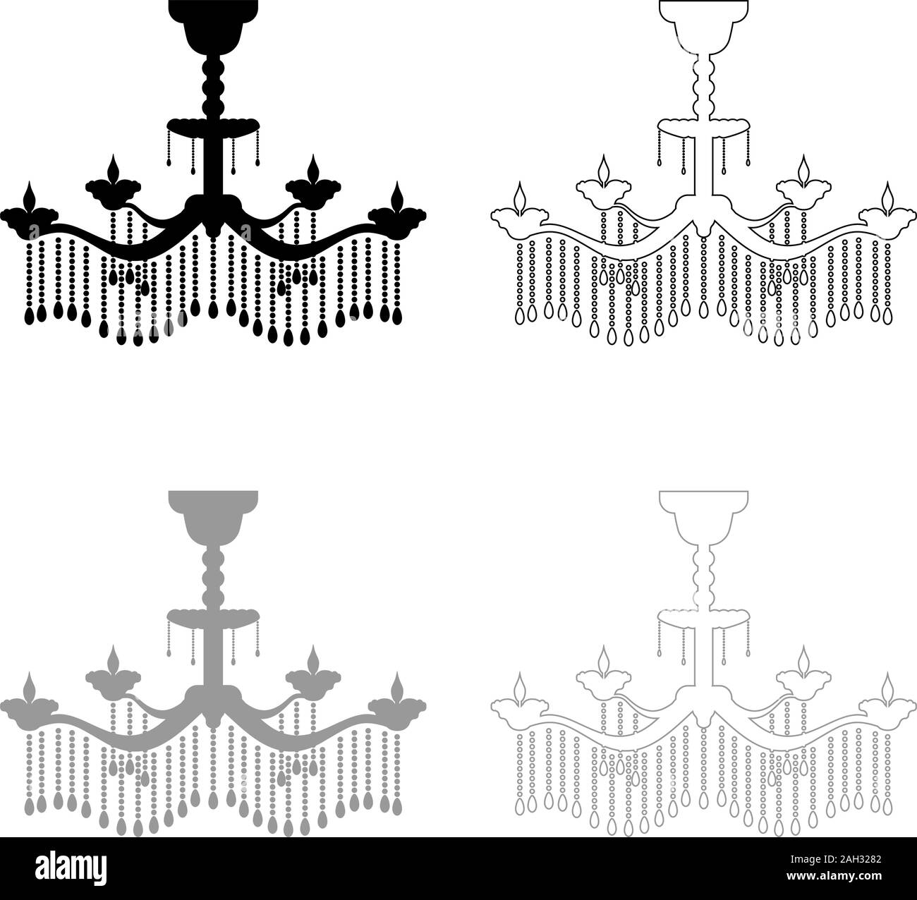 Chandelier icon outline set black grey color vector illustration flat style simple image Stock Vector