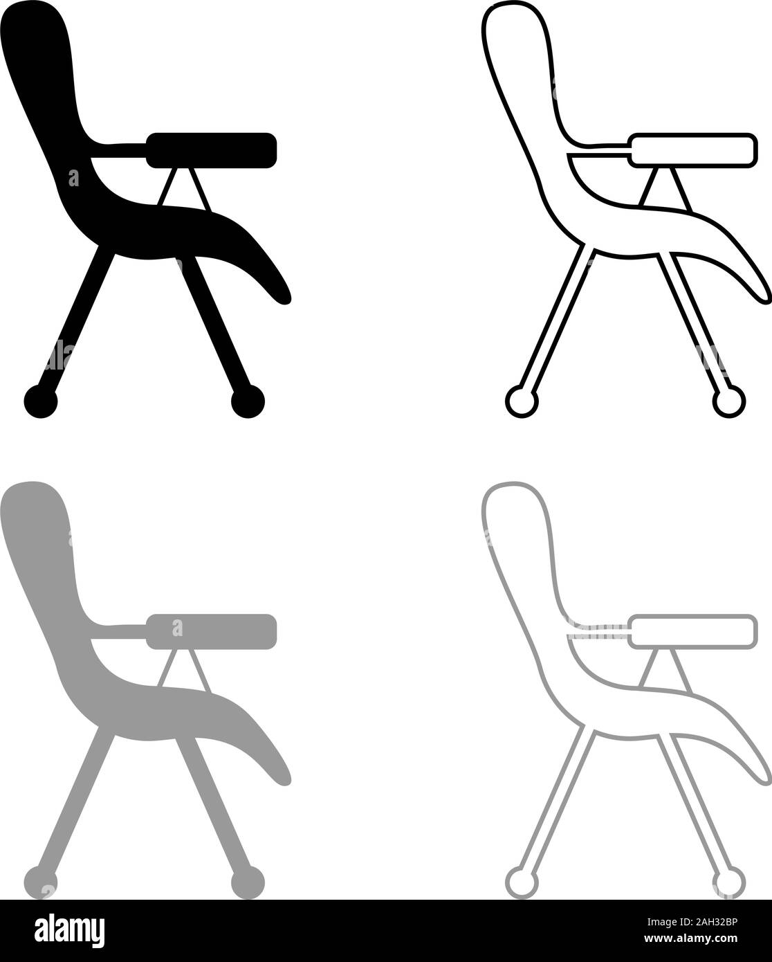 Feeding chair icon outline set black grey color vector illustration flat style simple image Stock Vector