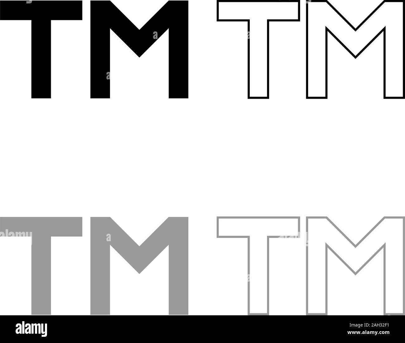 TM letter trademark icon outline set black grey color vector illustration flat style simple image Stock Vector