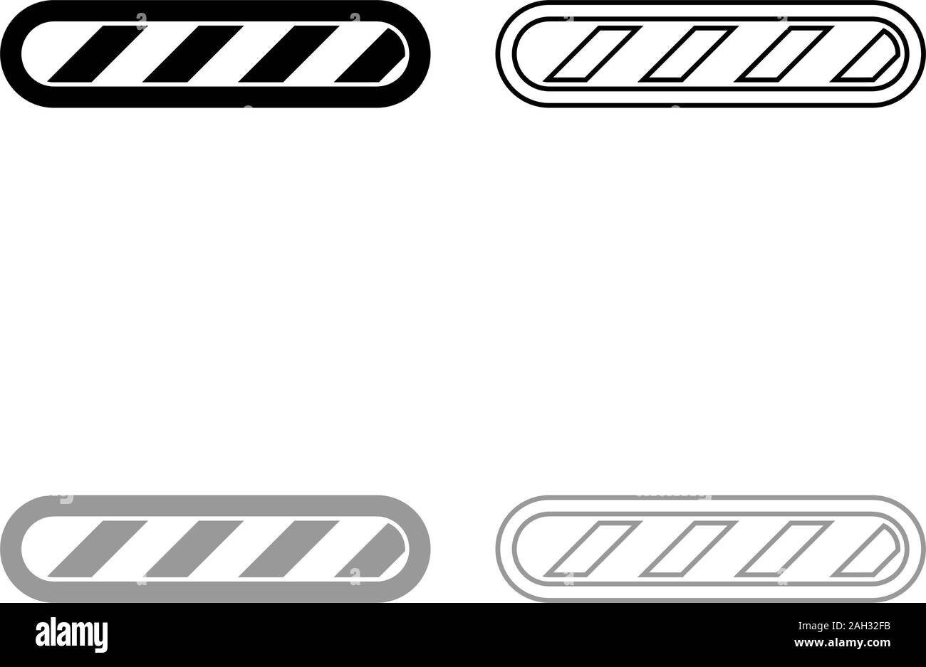 Loading bar of progress status icon outline set black grey color vector ...