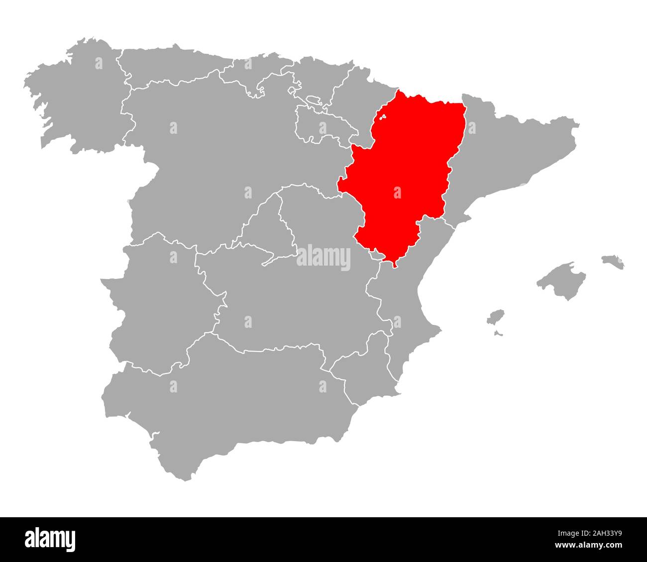 Map of Aragon in Spain Stock Photo