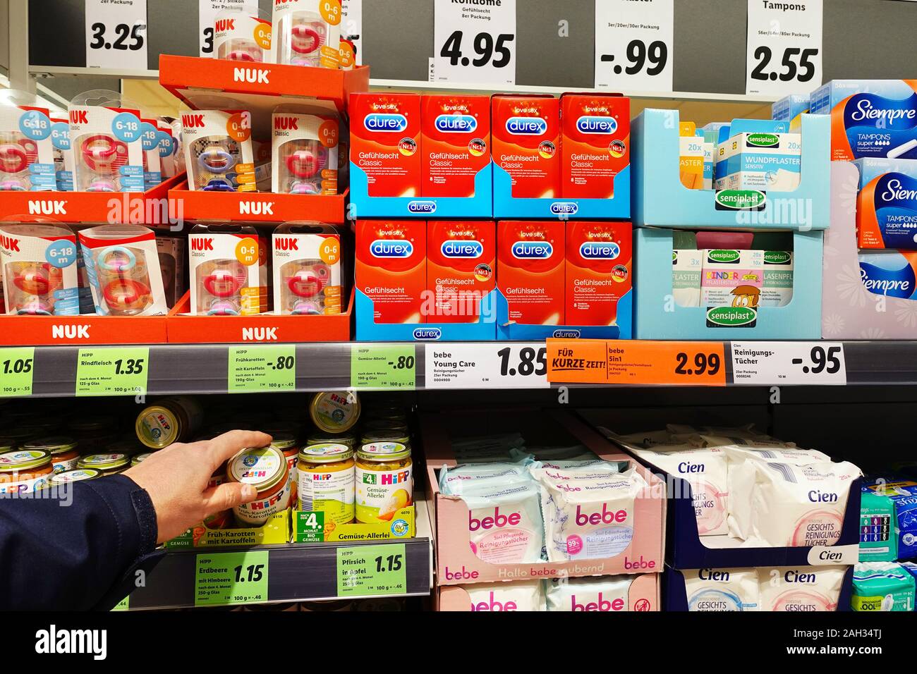 Durex condom packaging in a store Stock Photo