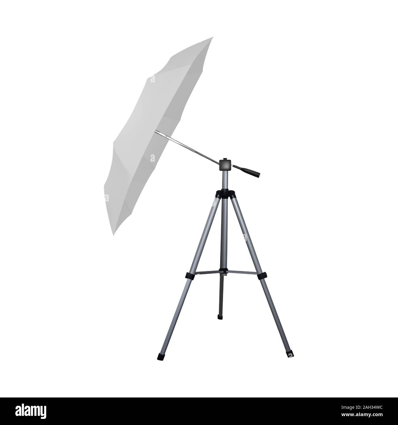 White umbrella reflector for flash. Professional camera equipment. A