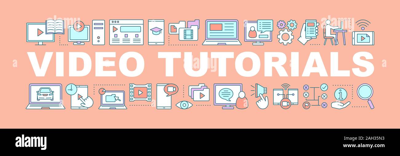 Video tutorial word concepts banner. Vlog. Video hosting. Streaming ...