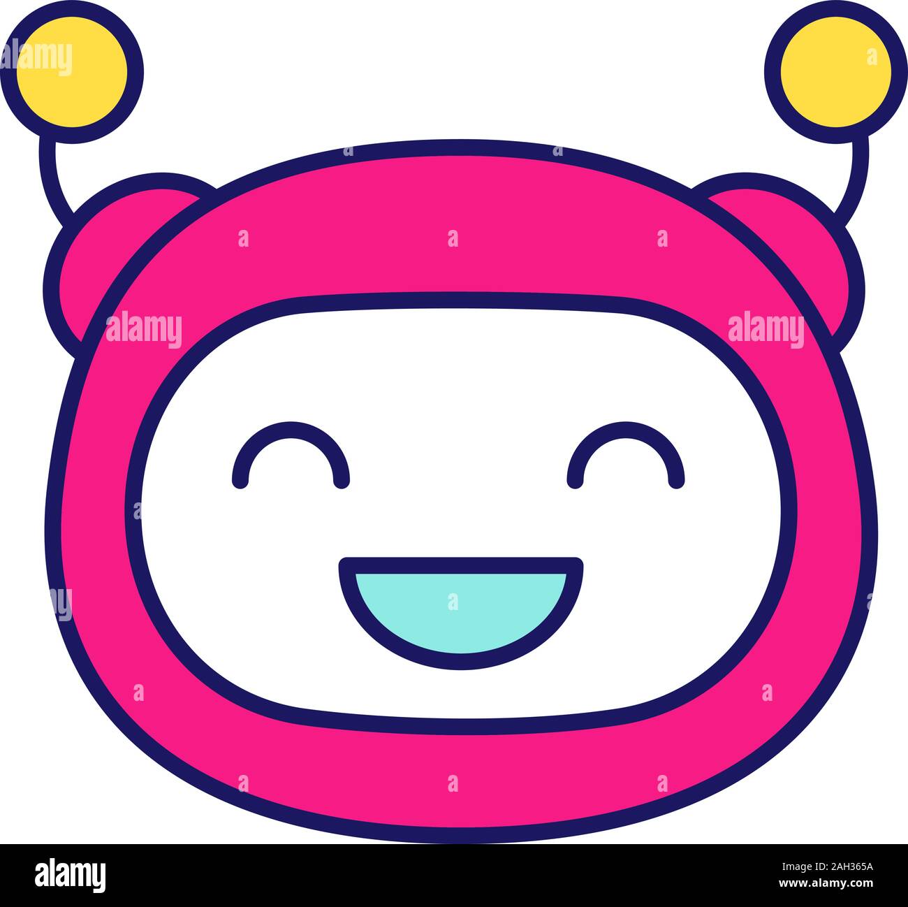 Laughing robot emoji color icon. Happy chatbot smiley with broad smile and  closed eyes. Chat bot emoticon. Artificial conversational entity. Virtual a  Stock Vector Image & Art - Alamy