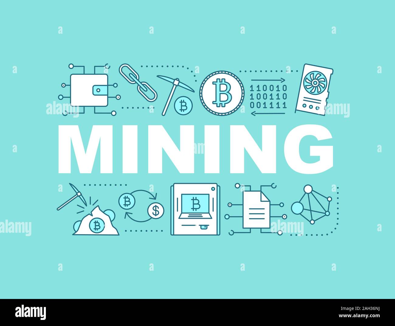 Cryptocurrency mining word concepts banner. Crypto business. Isolated  lettering typography idea with linear icons. Bitcoin. Vector outline  illustratio Stock Vector Image & Art - Alamy