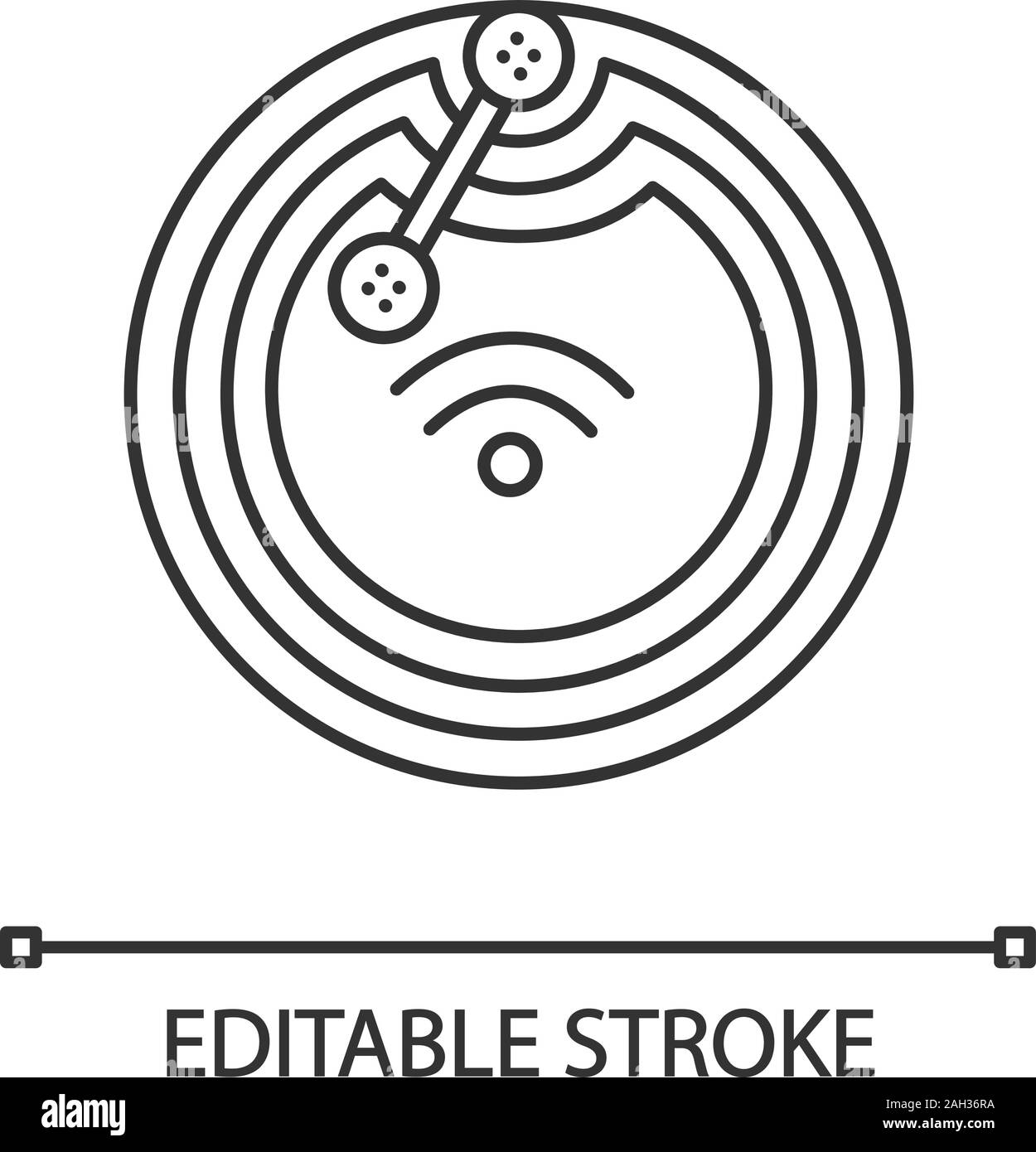NFC microchip linear icon. Near field communication. RFID transponder