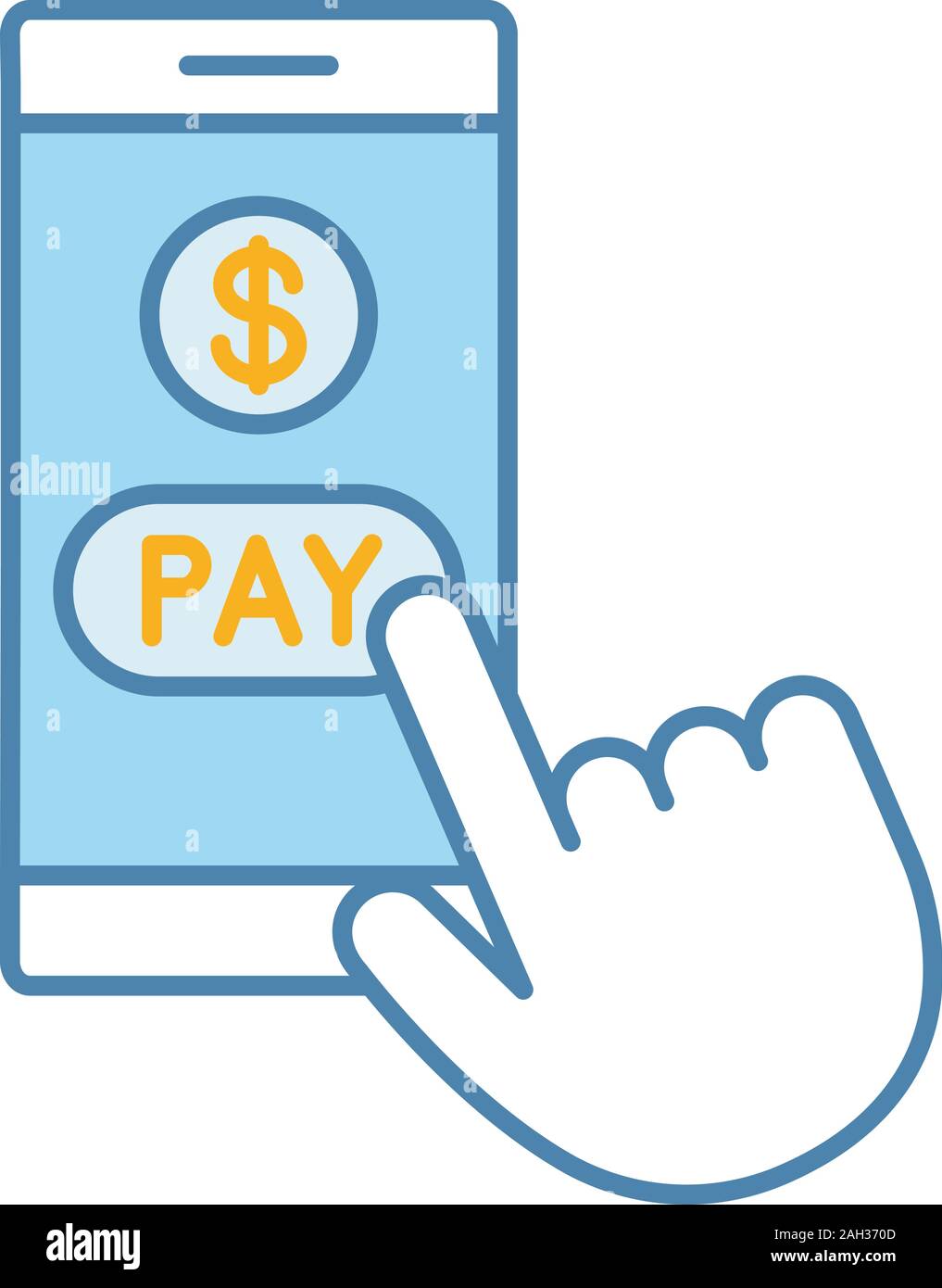 Online Payment Color Icon E Payment Digital Purchase Cashless Payments Smartphone App Hand Pressing Pay Button Isolated Vector Illustration Stock Vector Image Art Alamy