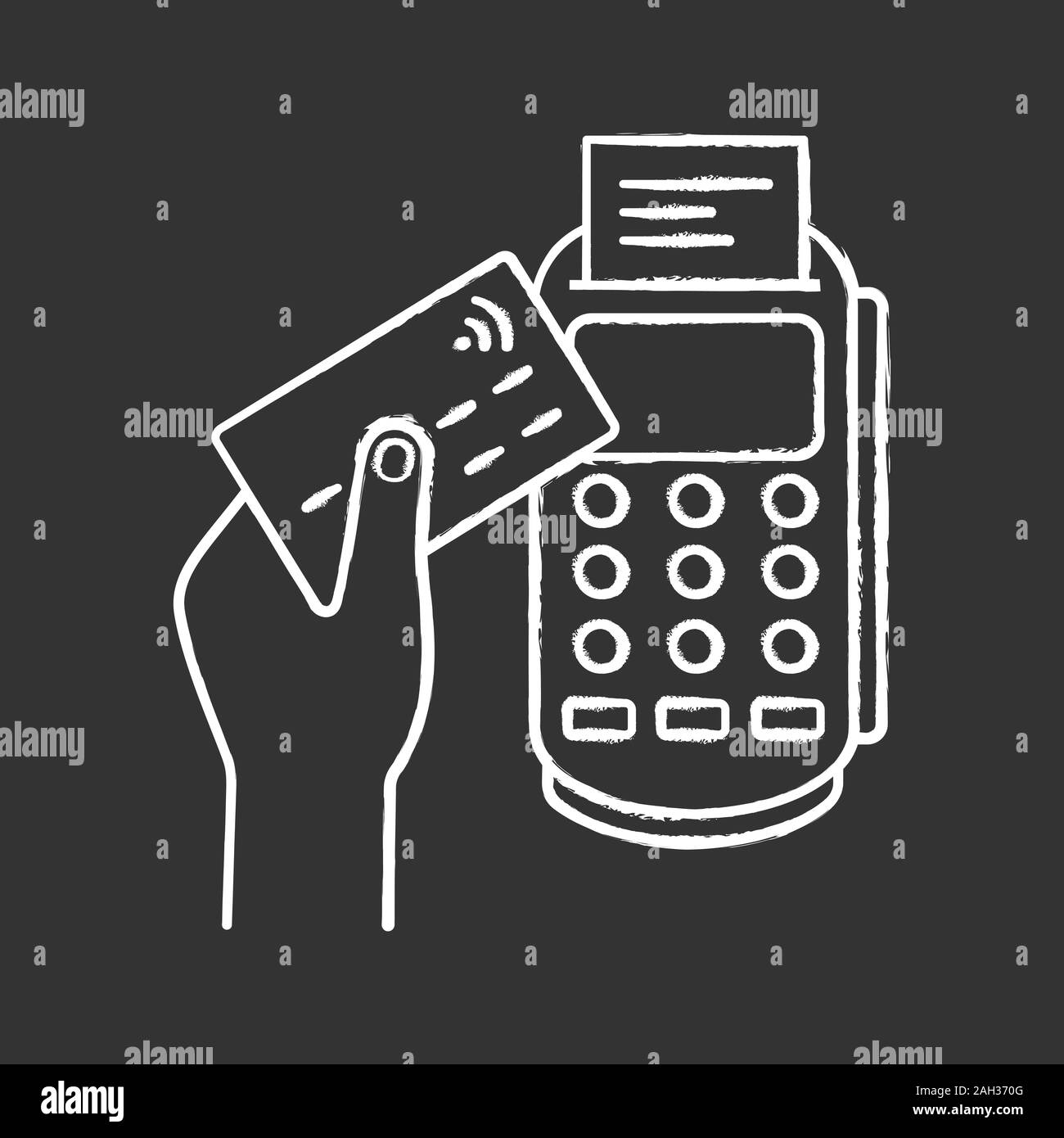 Payment terminal chalk icon. POS terminal. NFC payment. Contactless