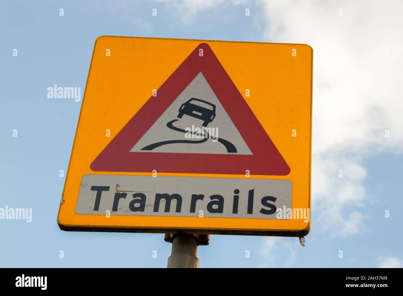 Dutch Warning Road Sign With Train Meaning Level Crossing Without Barrier Or Gates Ahead Stock Photo Alamy
