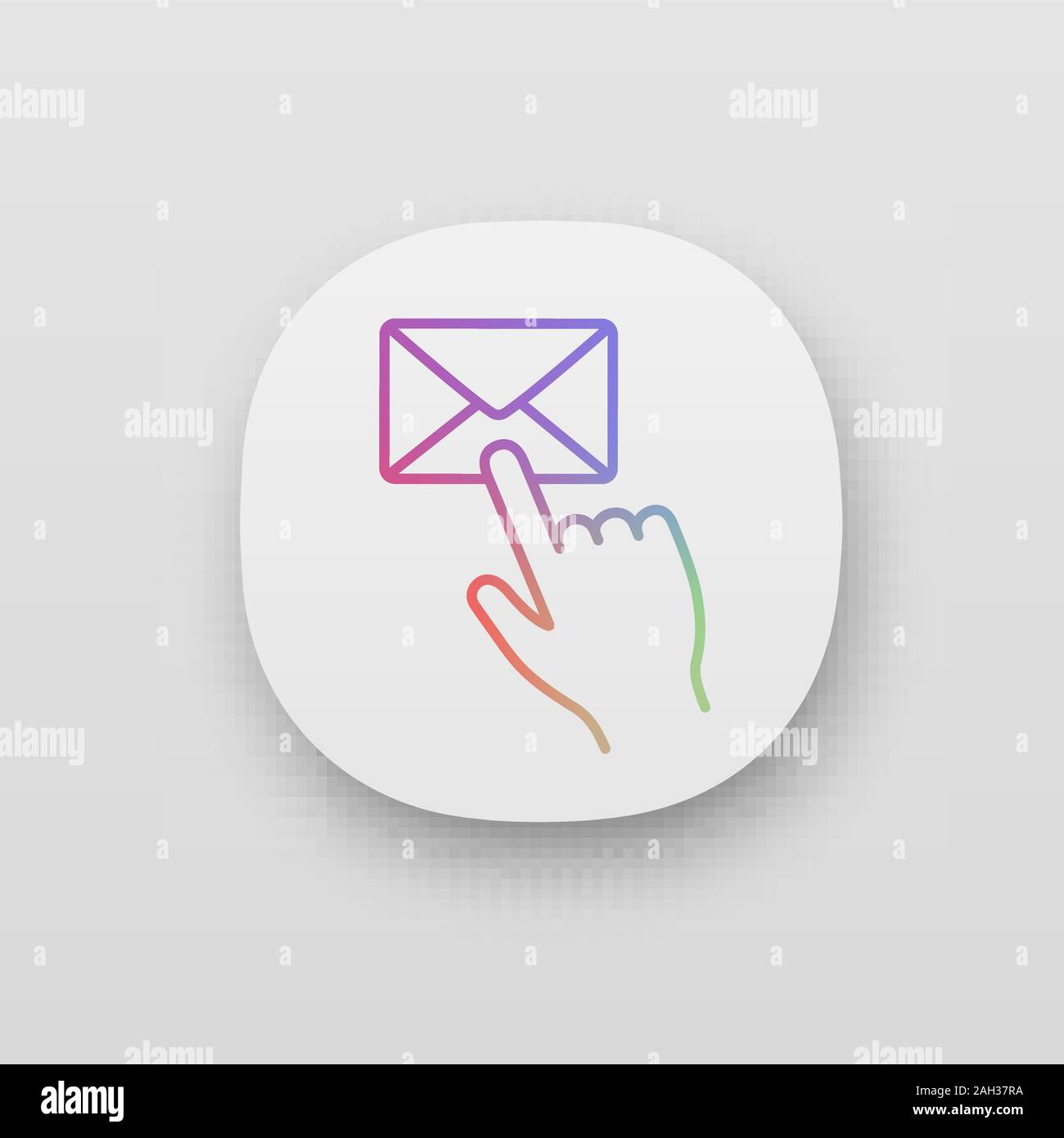 Mail button click app icon. SMS. Email app. Messenger. Hand pressing ...