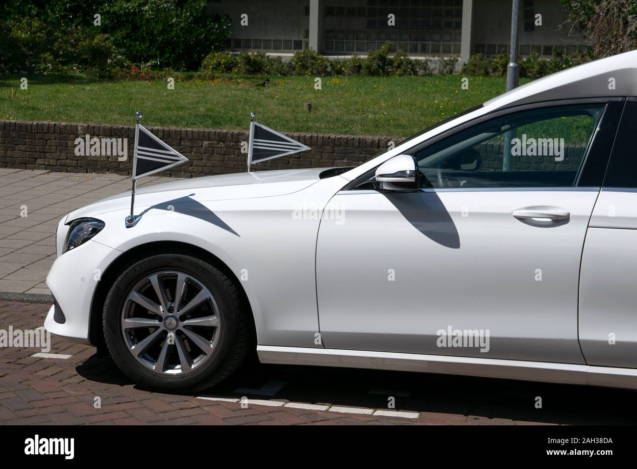 White MercedesBenz Funeral Car At Amsterdam The Netherlands 2019 Stock