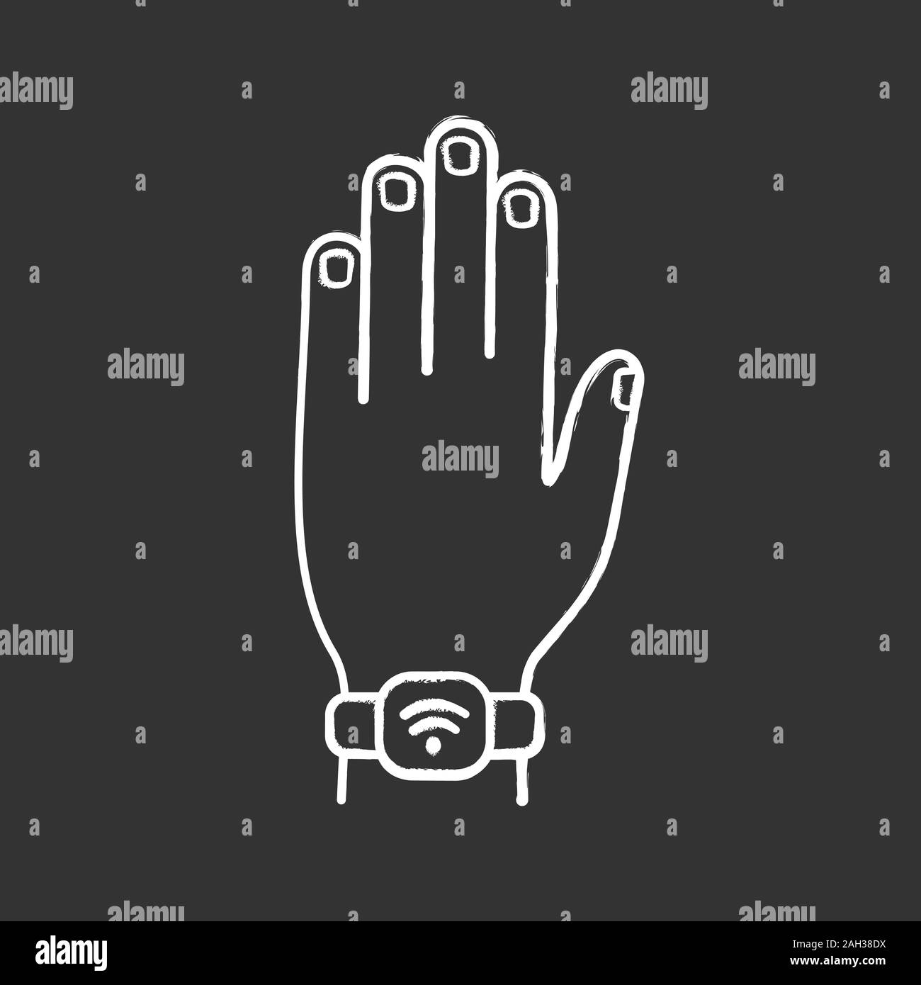 NFC bracelet chalk icon. Near field communication. RFID wristband. NFC