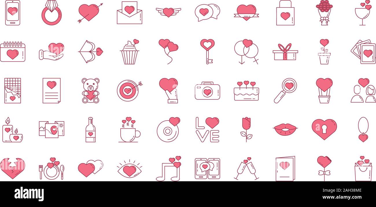 bundle of happy valentines day set icons Stock Vector Image & Art - Alamy