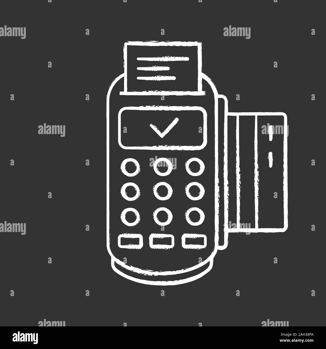 Successful POS terminal transaction chalk icon. Payment terminal. E