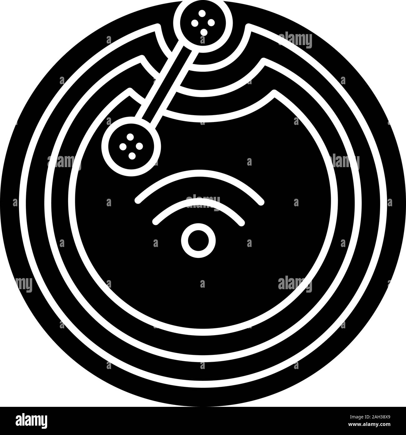 NFC microchip glyph icon. Near field communication. RFID transponder
