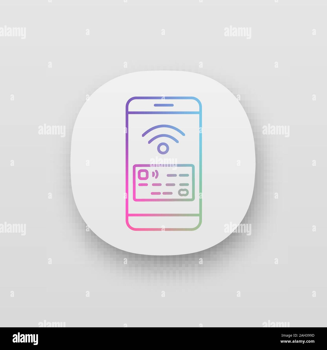 NFC smartphone signal app icon. NFC phone. UI/UX user interface. Mobile