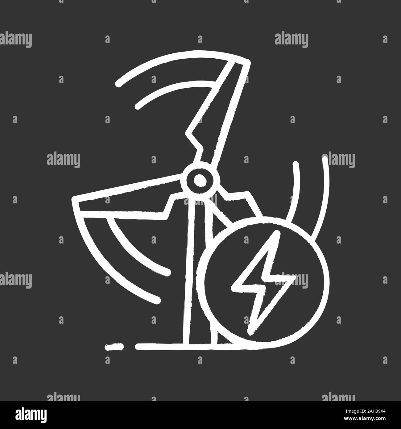 Wind energy turbine chalk icon. Renewable resources. Windmill. Clean