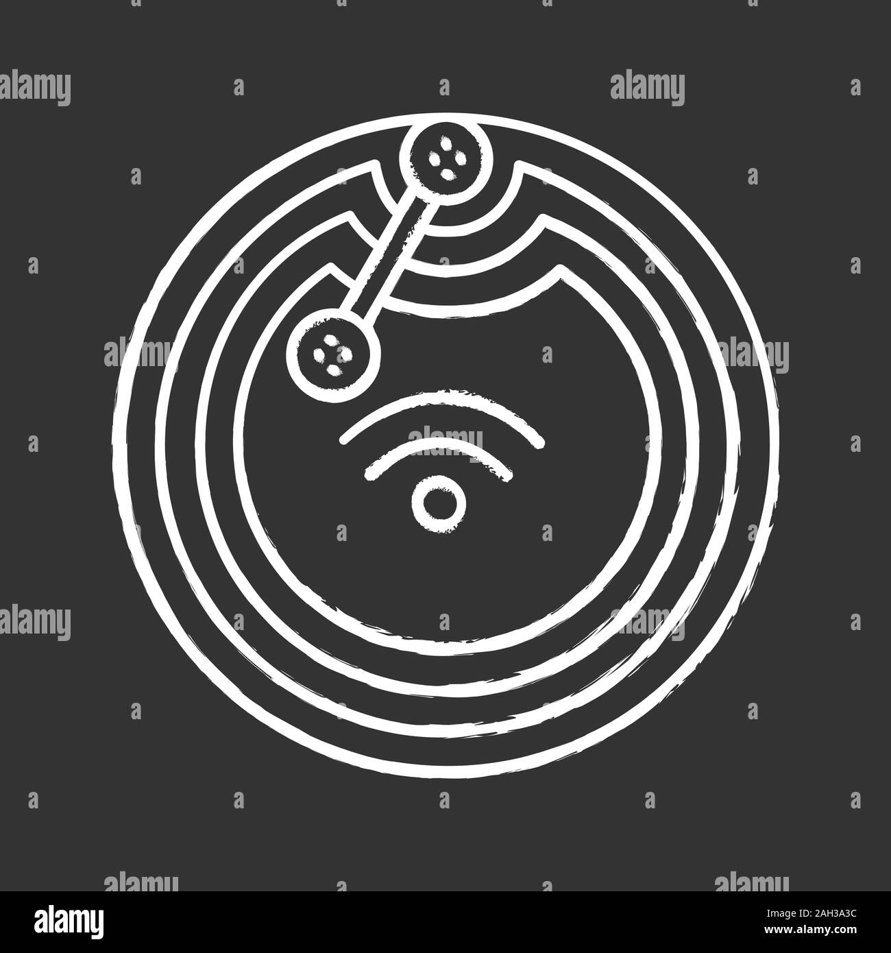 NFC microchip chalk icon. Near field communication. RFID transponder