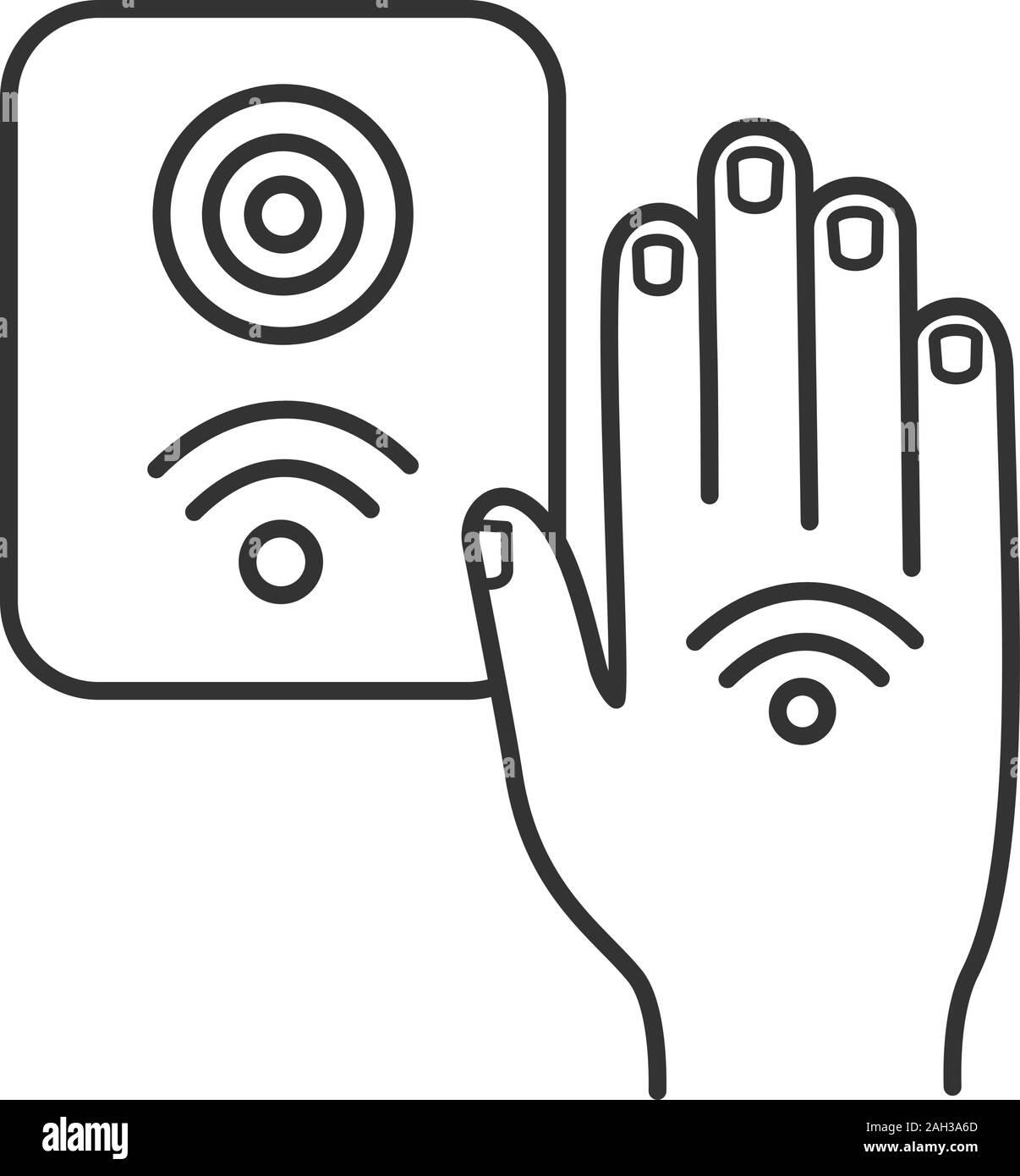 NFC reader linear icon. RFID access control. Thin line illustration