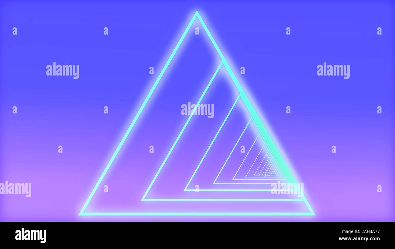 Abstract tunnel of blue neon triangles on gradient Stock Photo - Alamy
