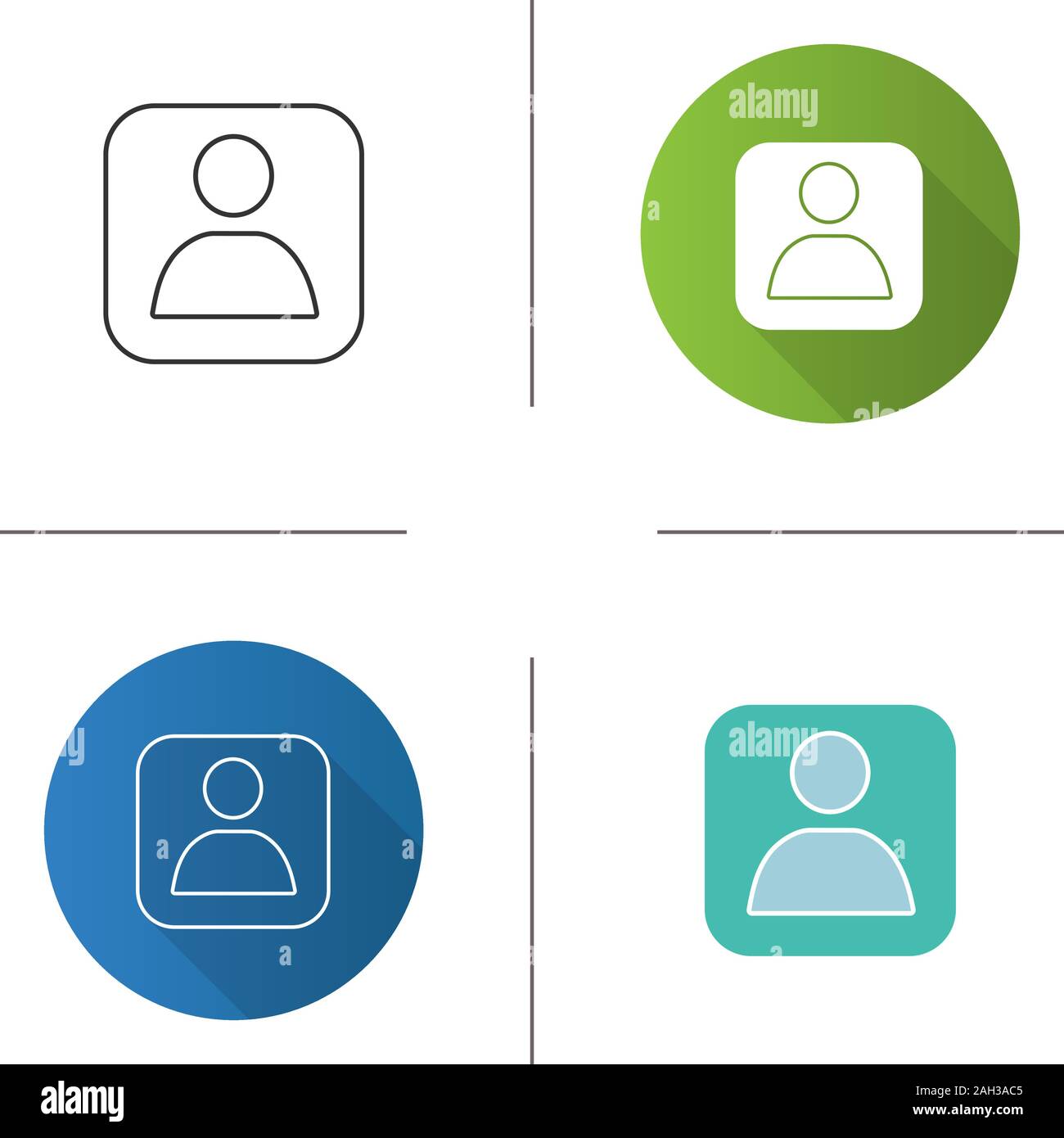 User account box icon. Profile. Flat design, linear and color styles. Isolated vector illustrations Stock Vector