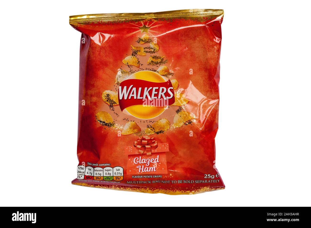 Packet of Walkers Glazed Ham flavour potato crisps from Multipack bag of Walkers  Christmas Dinner for Sprout Haters crisps isolated on white Stock Photo -  Alamy