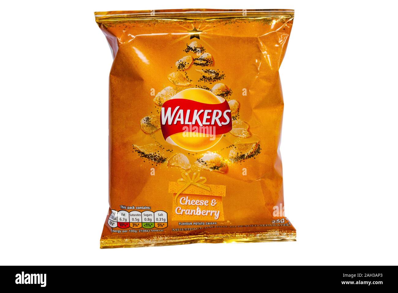 Packet of Walkers Cheese & Cranberry flavour potato crisps from Multipack  bag of Walkers Christmas Dinner for Sprout Haters crisps isolated on white  Stock Photo - Alamy