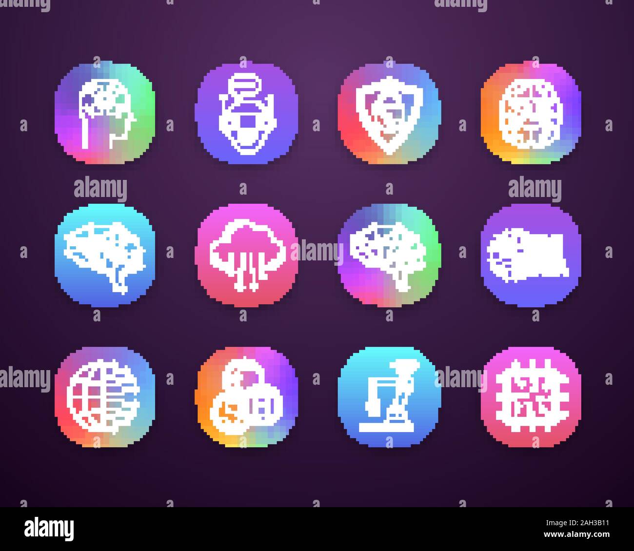 Artificial intelligence app icons set. UI/UX user interface. AI. of things. Digital