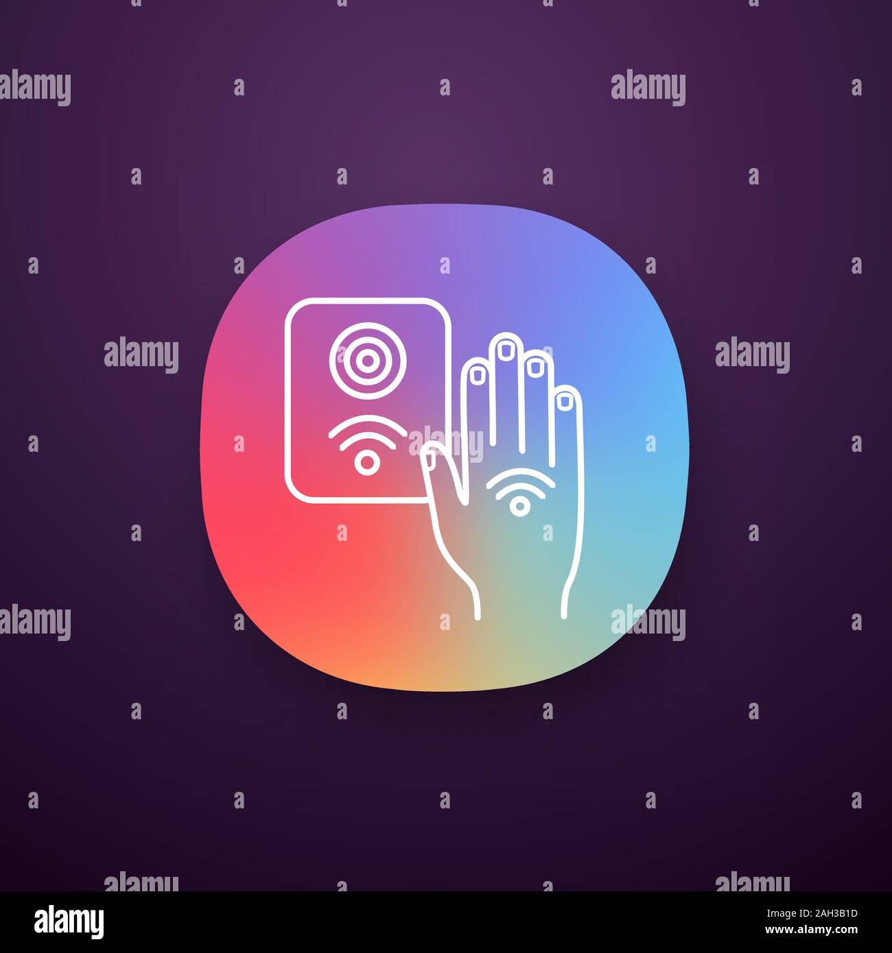 NFC reader app icon. RFID access control. UI/UX user interface. NFC