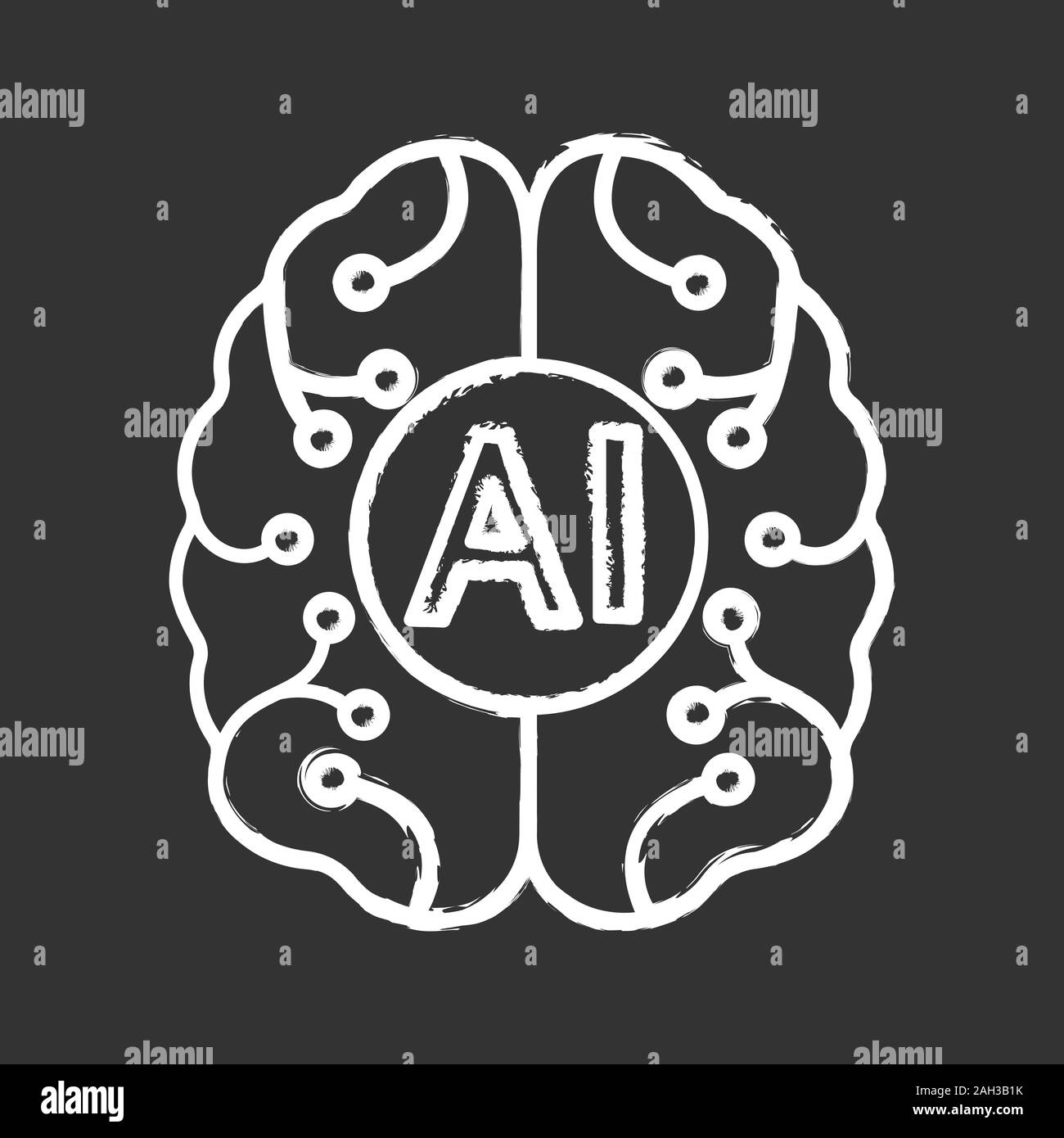 Artificial intelligence chalk icon. Digital brain. Neurotechnology. AI. Isolated vector illustration Stock Vector