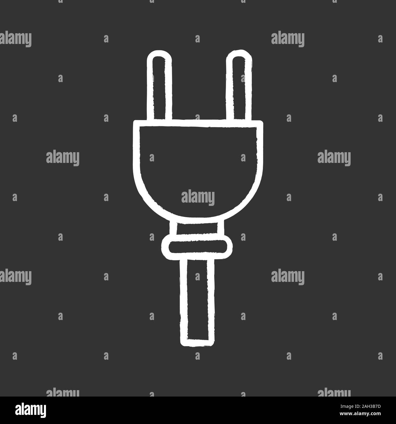 Electric plug chalk icon. Wiring. Power cable with plug. Isolated vector chalkboard illustrations Stock Vector