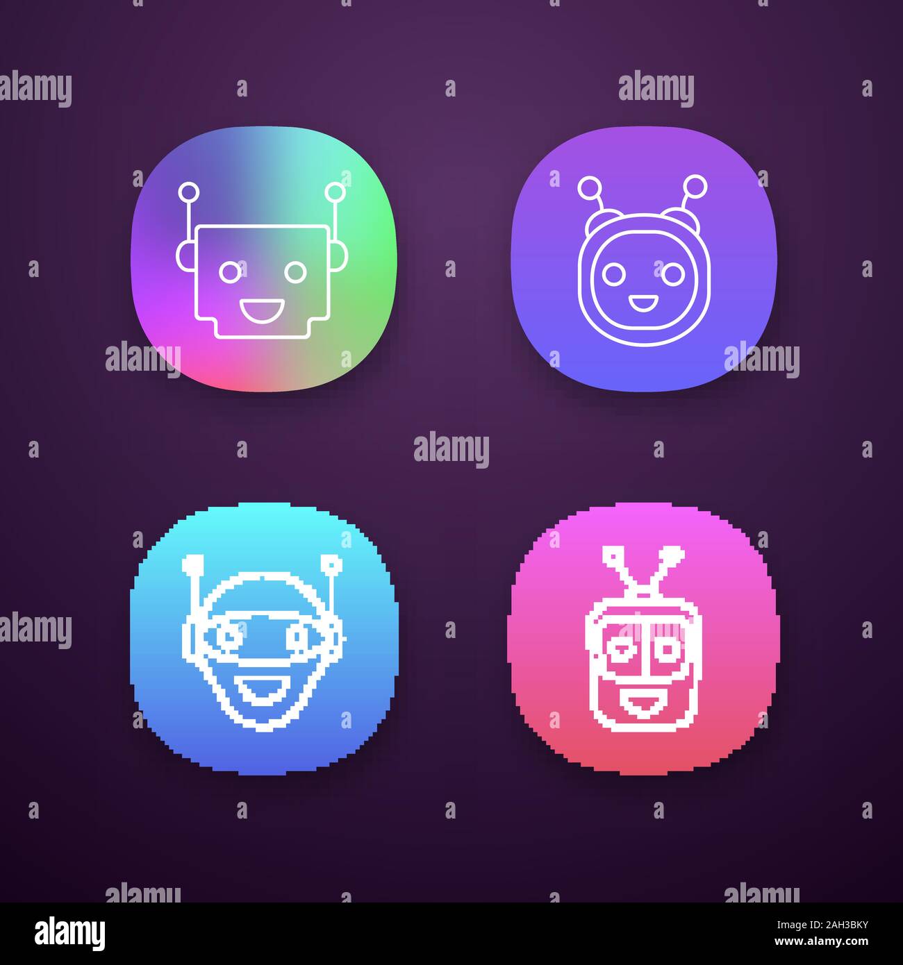 Chatbots app icons set. UI/UX user interface. Talkbots. Laughing