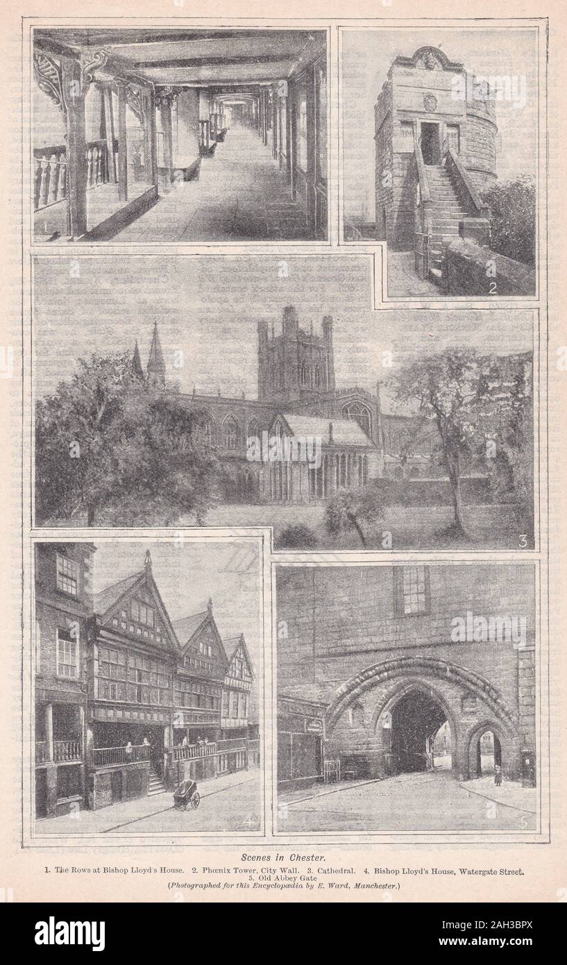 Vintage black and white photos of Scenes in Chester Stock Photo