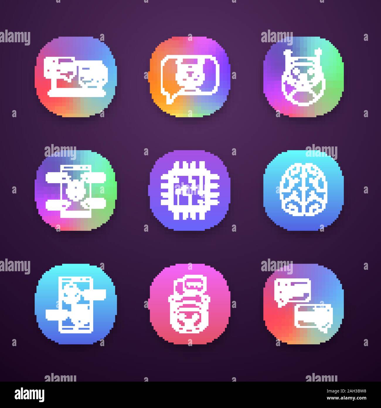 Chatbots app icons set. UI/UX user interface. Talkbots. Support service ...