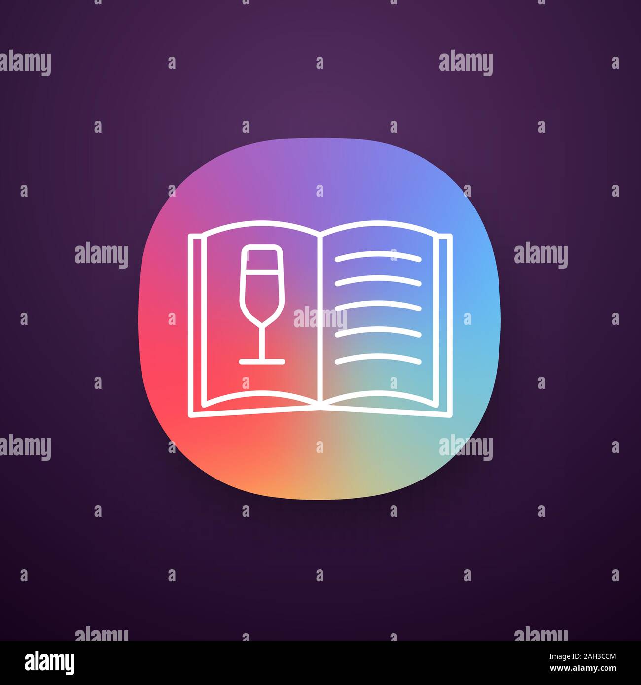 Wine menu app icon. Alcoholic drinks list. Alcohol bar menu. UI/UX user interface. Web or mobile application. Vector isolated illustration Stock Vector