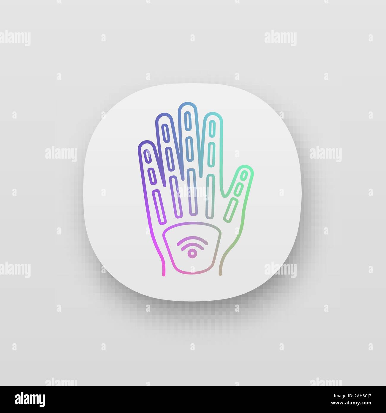 Human microchip implant in hand app icon. NFC implant. Implanted RFID transponder. UI/UX user interface. Web or mobile application. Vector isolated il Stock Vector
