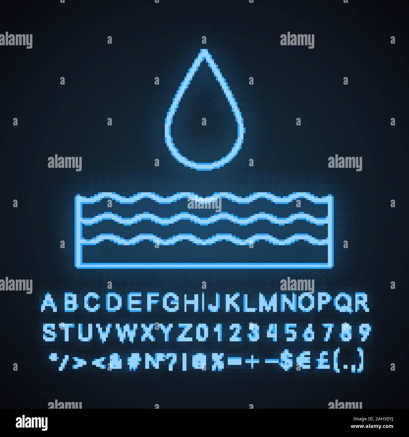 Water energy neon light icon. Hydropower. Hydroelectricity. Glowing ...