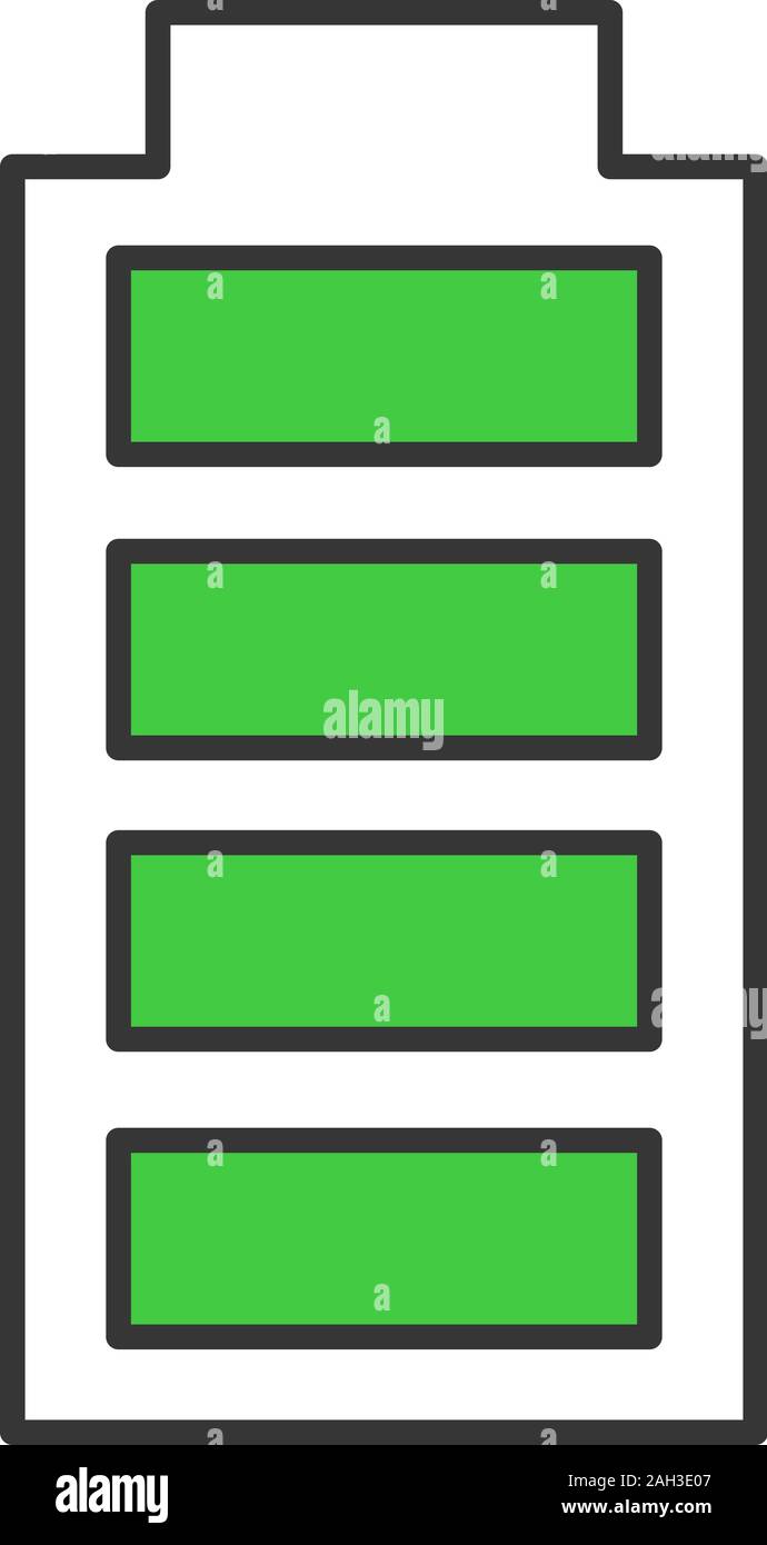 Fully charged battery color icon. Charge completed. Battery level ...